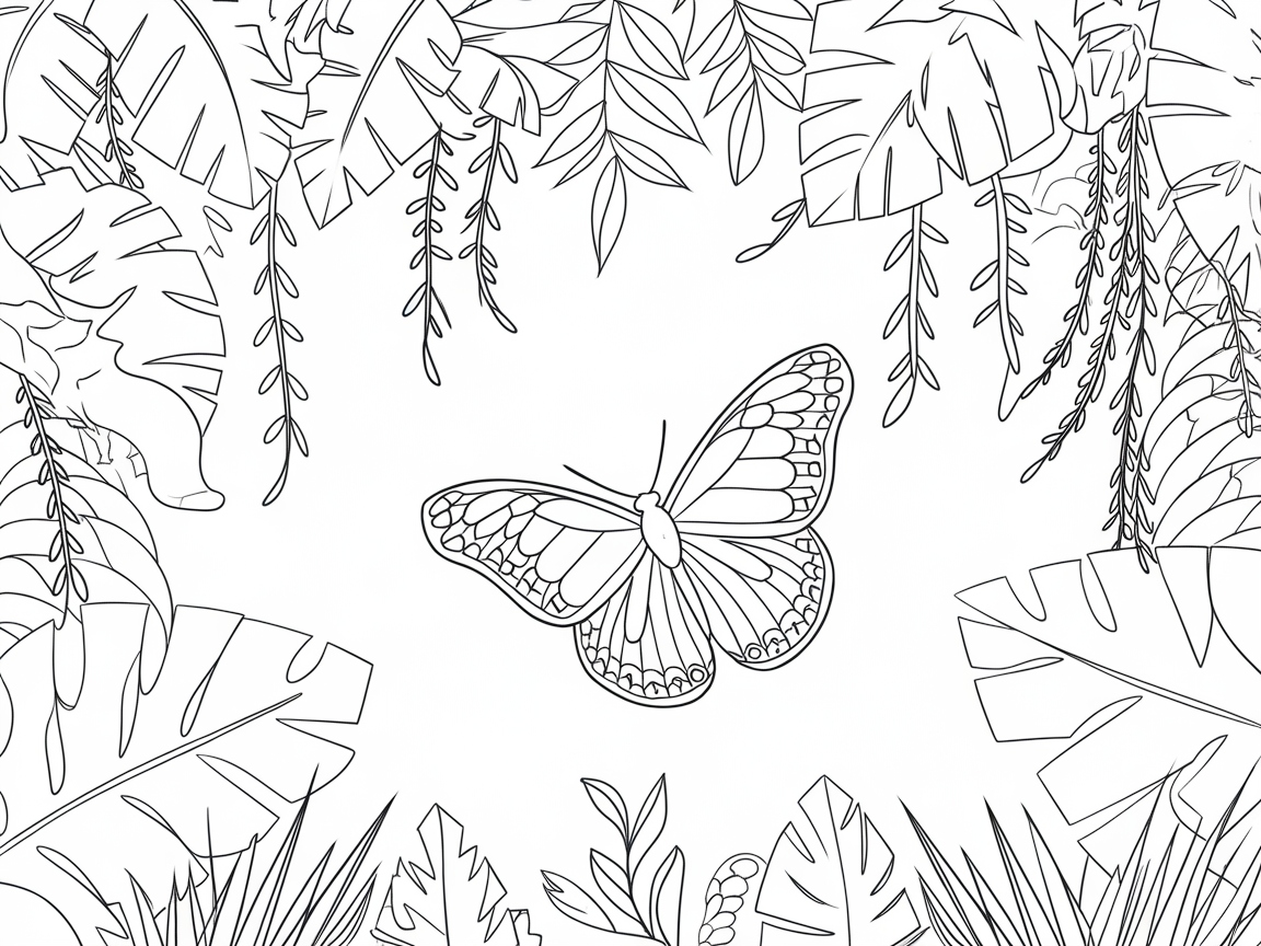 Tropical Butterfly Amidst Lush Foliage