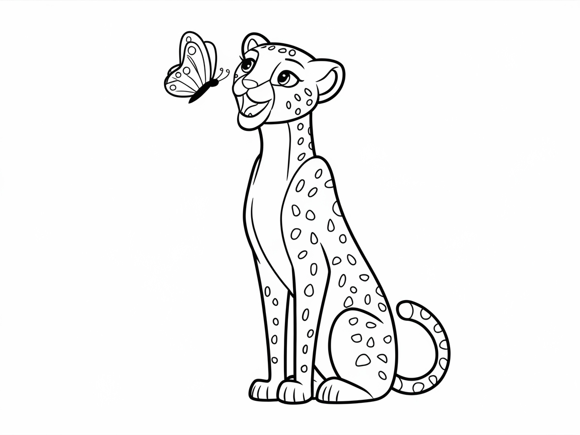 Charming Cheetah and Fluttering Butterfly