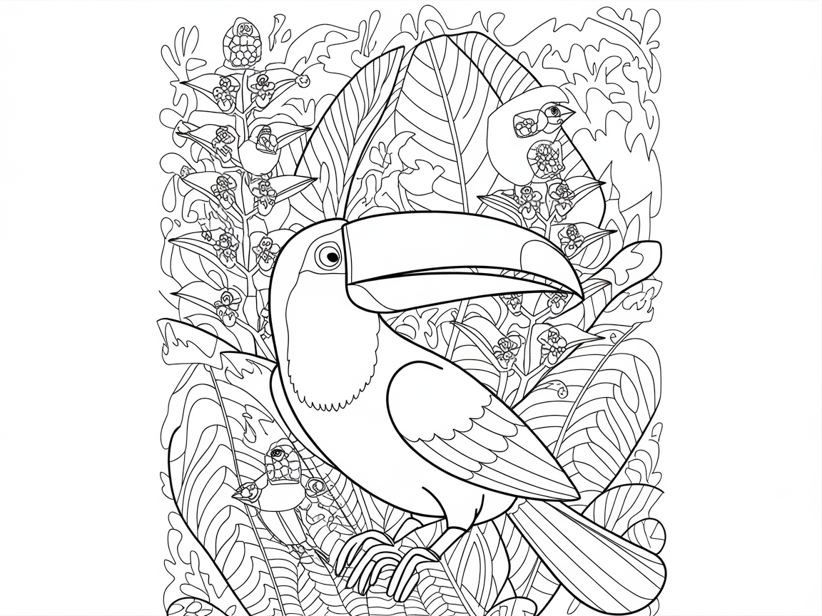 Tropical Toucan Amidst Lush Foliage