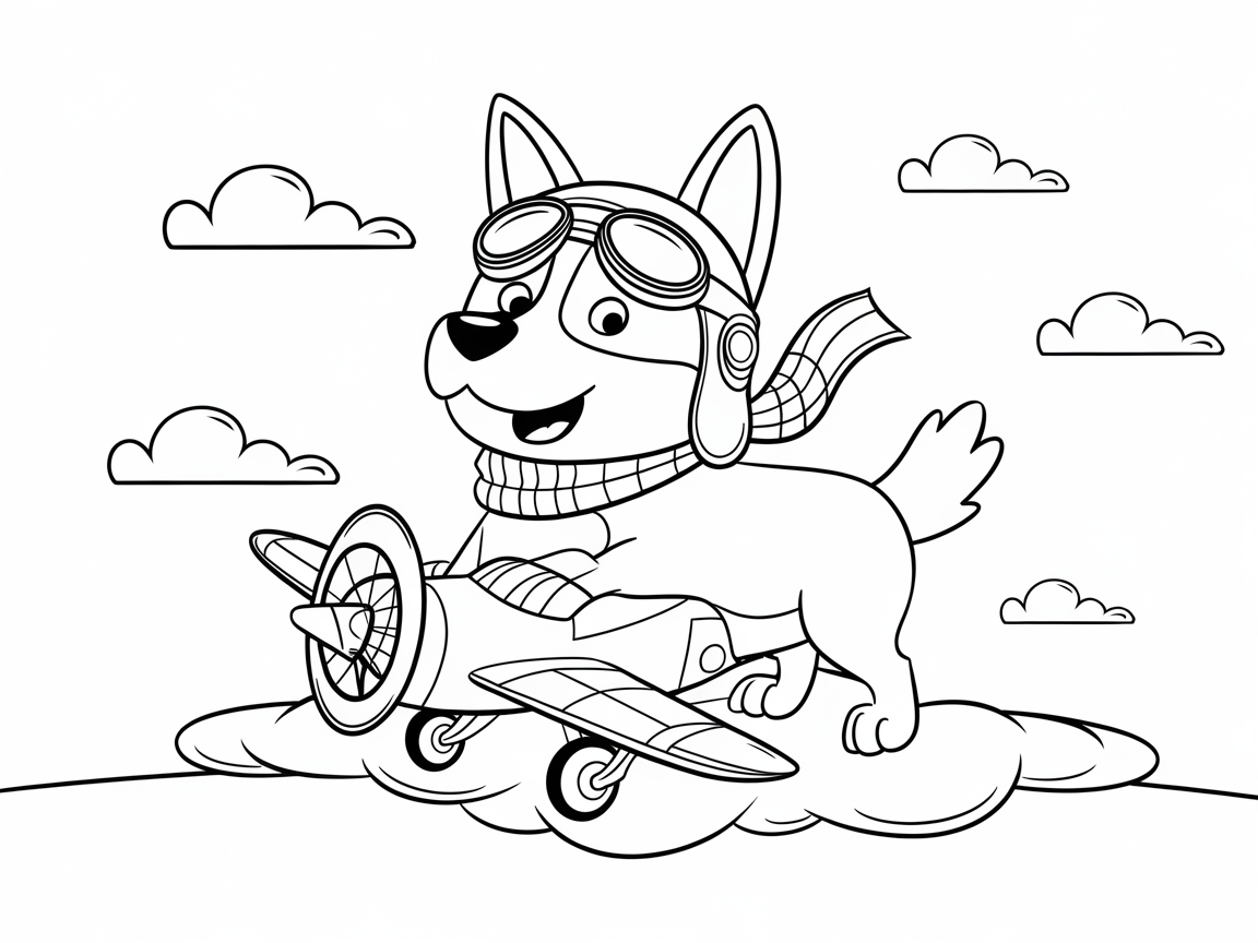 Aviator Pup Soaring Through the Clouds