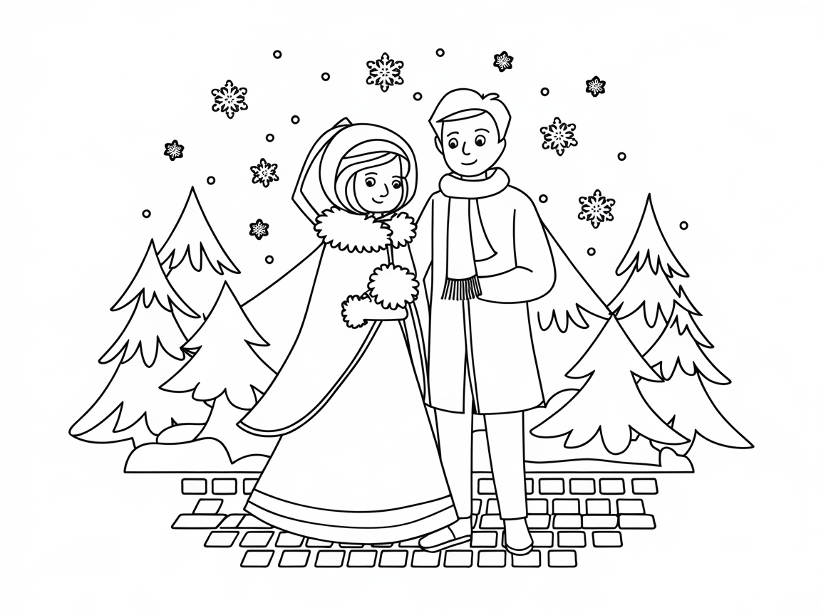 Enchanting Winter Wedding Scene with a Festive Touch