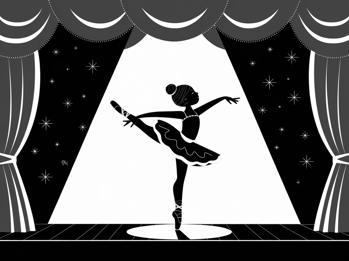 Elegant Ballerina on Stage Coloring Page