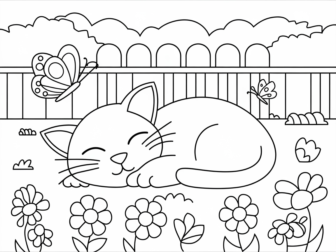 Butterfly Dreams with a Sleeping Kitty