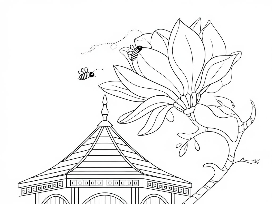 Bees and Blossoms Around the Pavilion