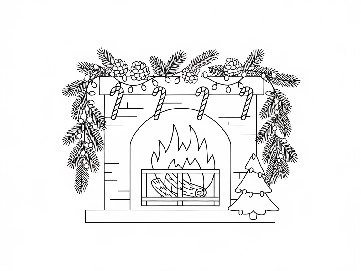 Cozy Christmas Hearth with Candy Canes