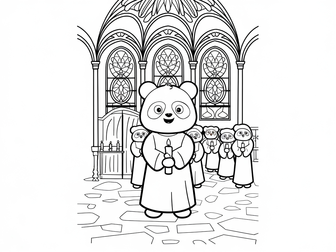 Pandas Singing in a Beautiful Cathedral