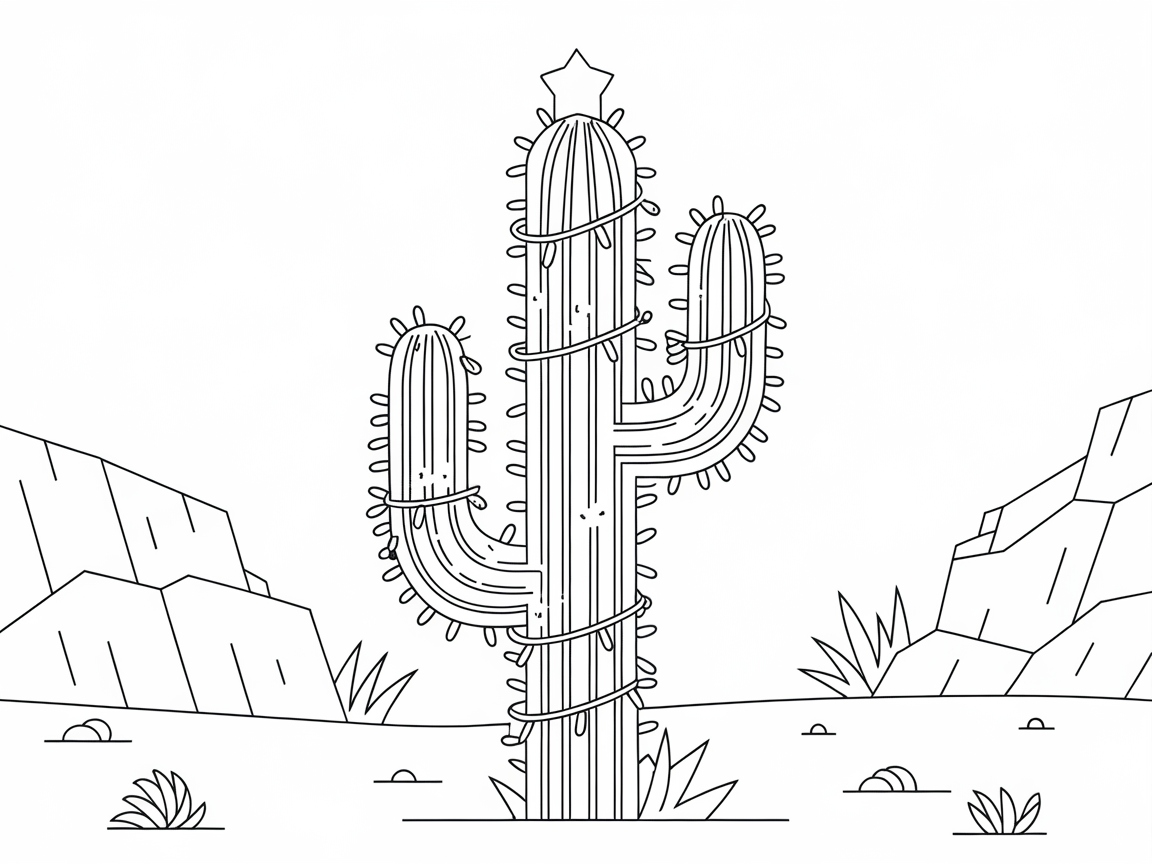 Festive Cactus Christmas Scene