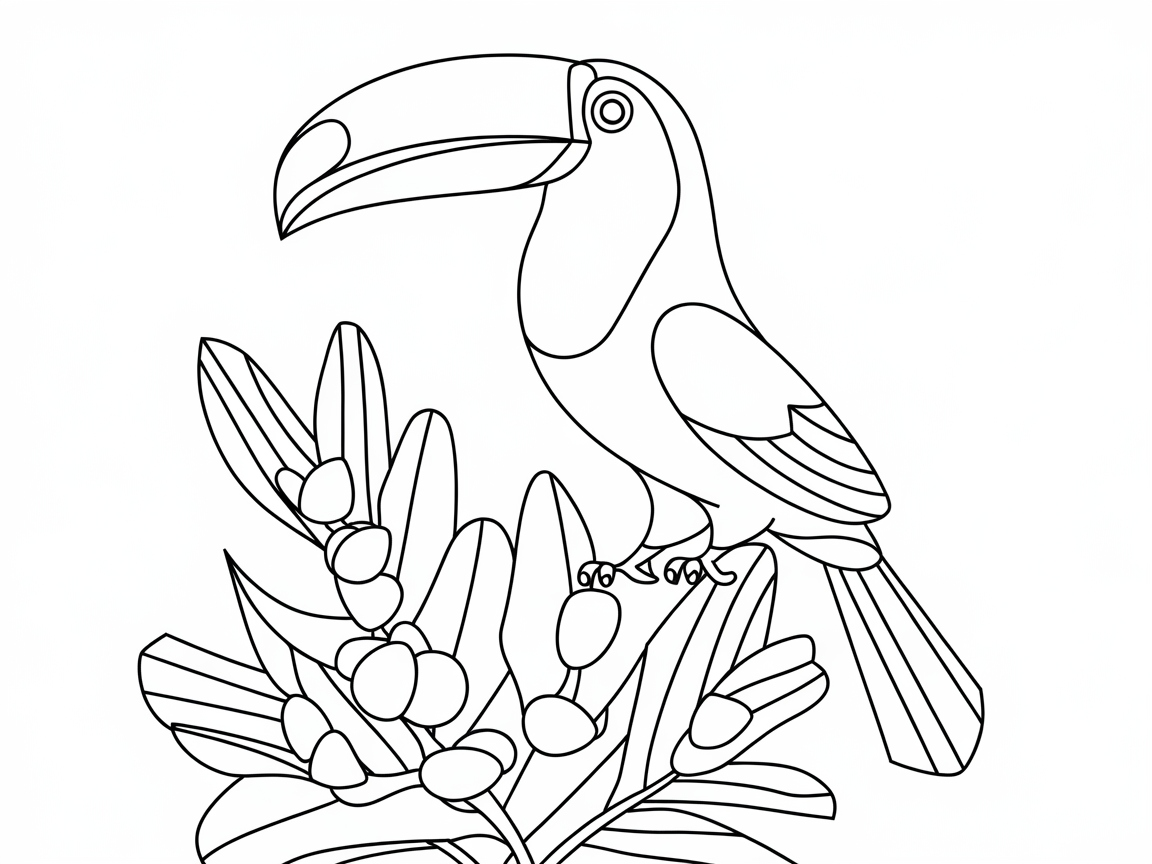 Tropical Toucan with Lush Foliage