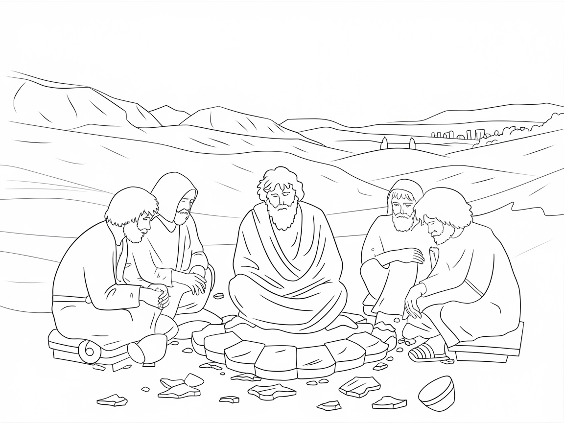 Contemplate with Job and His Friends in Reflection