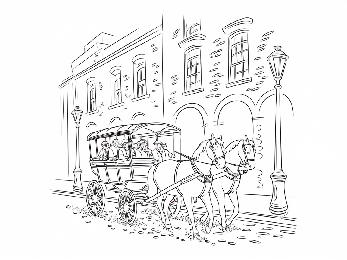 Charming Street Scene with Vintage Carriage