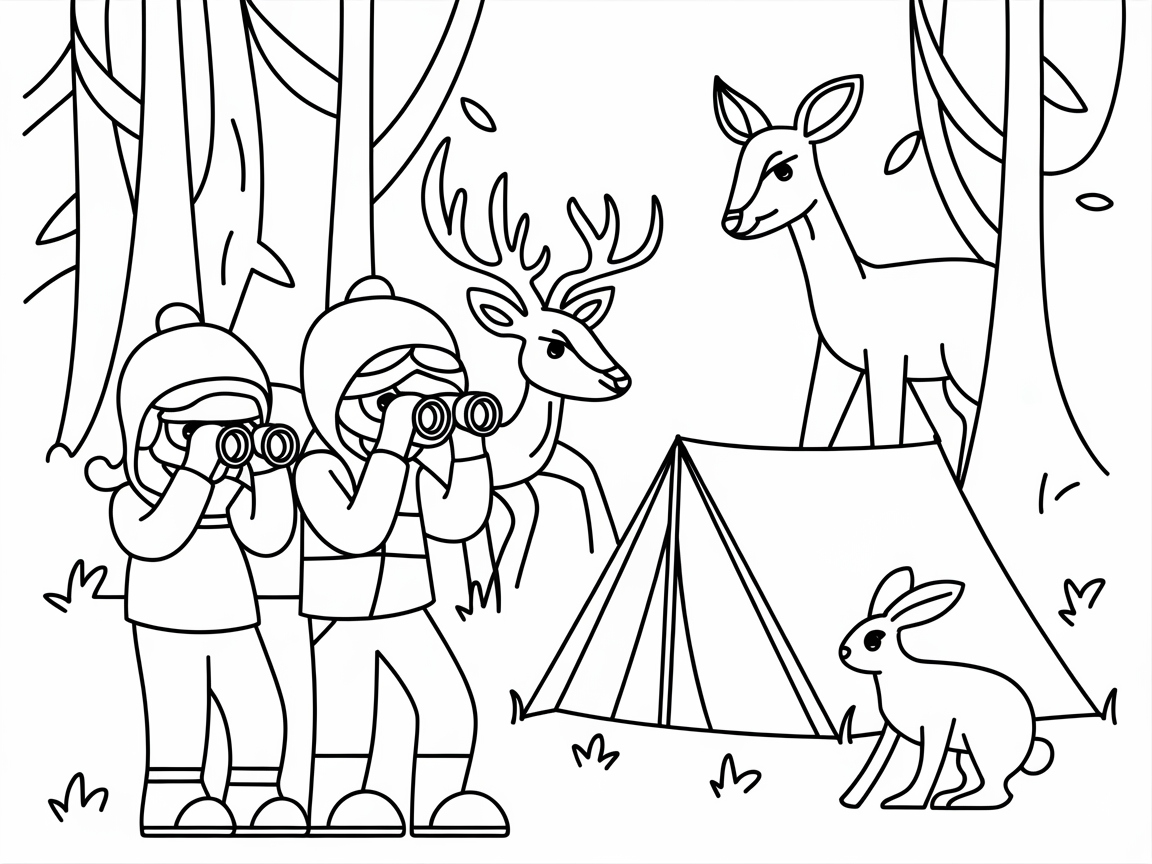 Forest Friends: A Wildlife Observation Scene