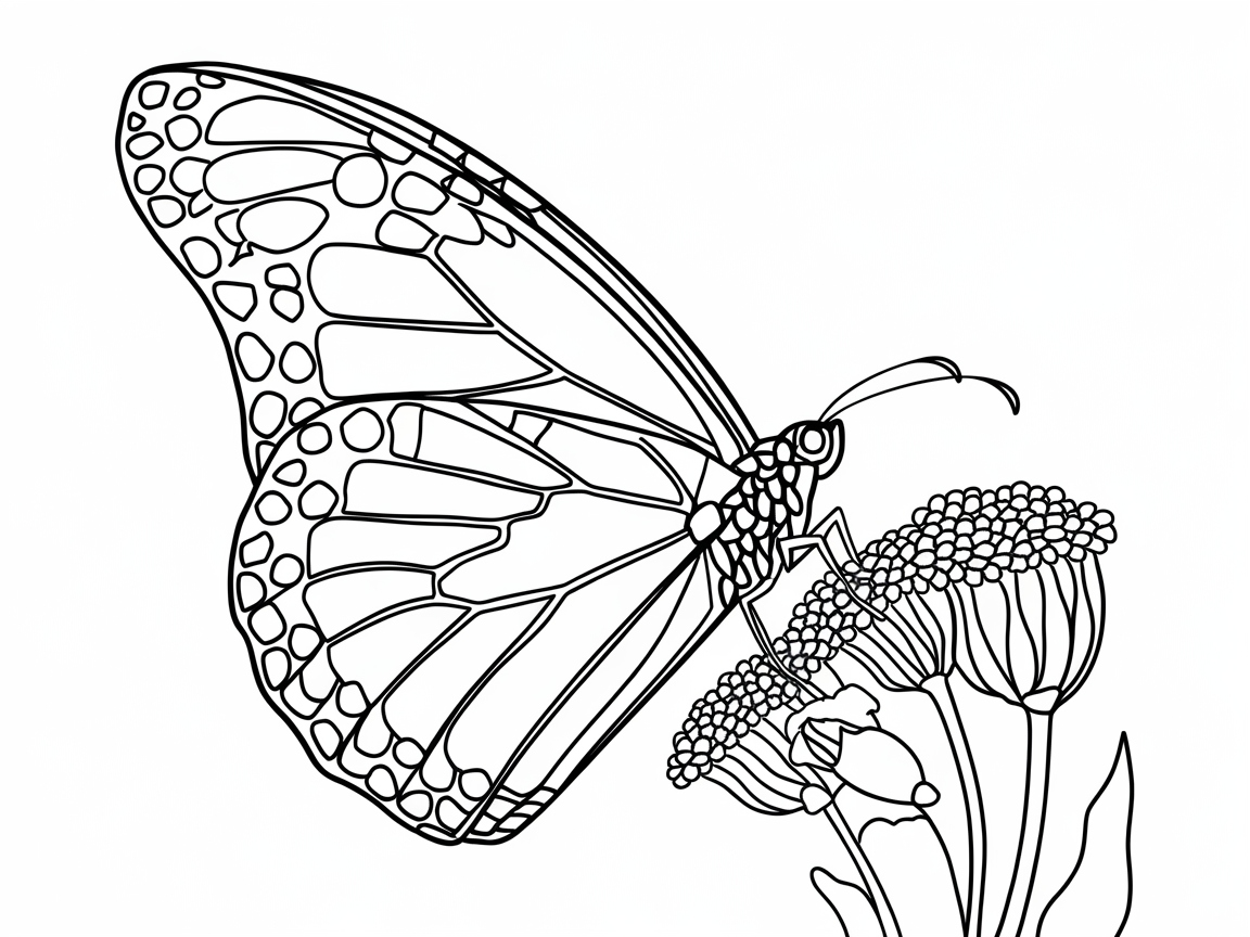 Delicate Monarch Butterfly on Blooms