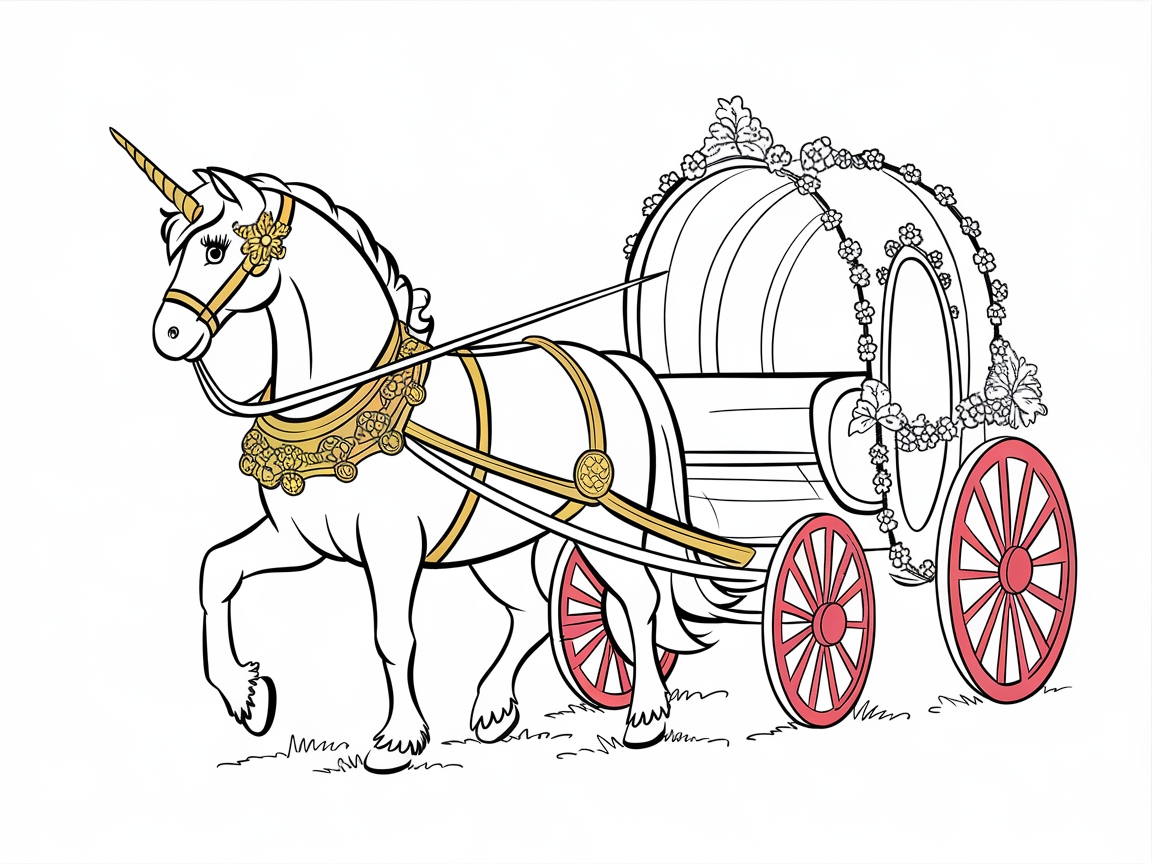 Regal Unicorn with an Elegant Carriage