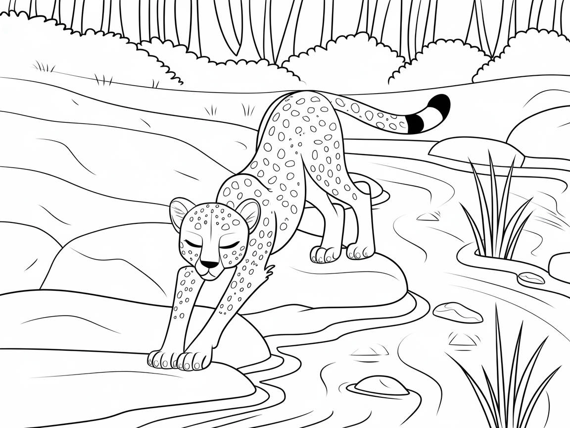 Relaxing by the River: Cheetah