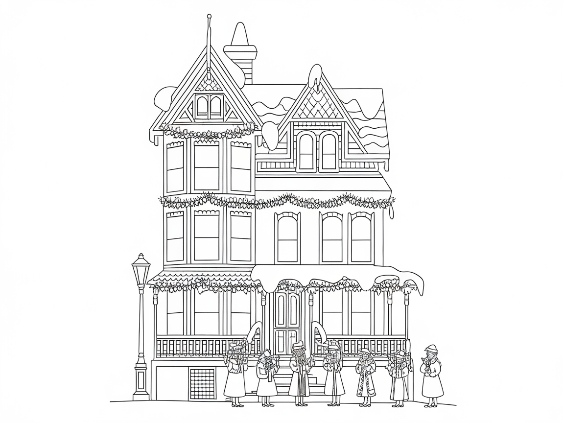 Victorian Holiday Home with Carolers