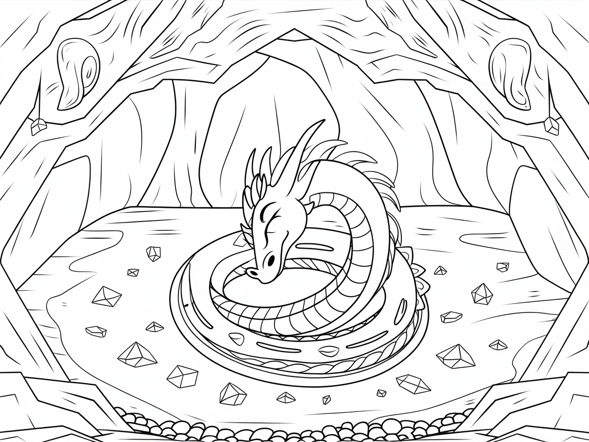 Serene Dragon Resting in the Crystal Cave