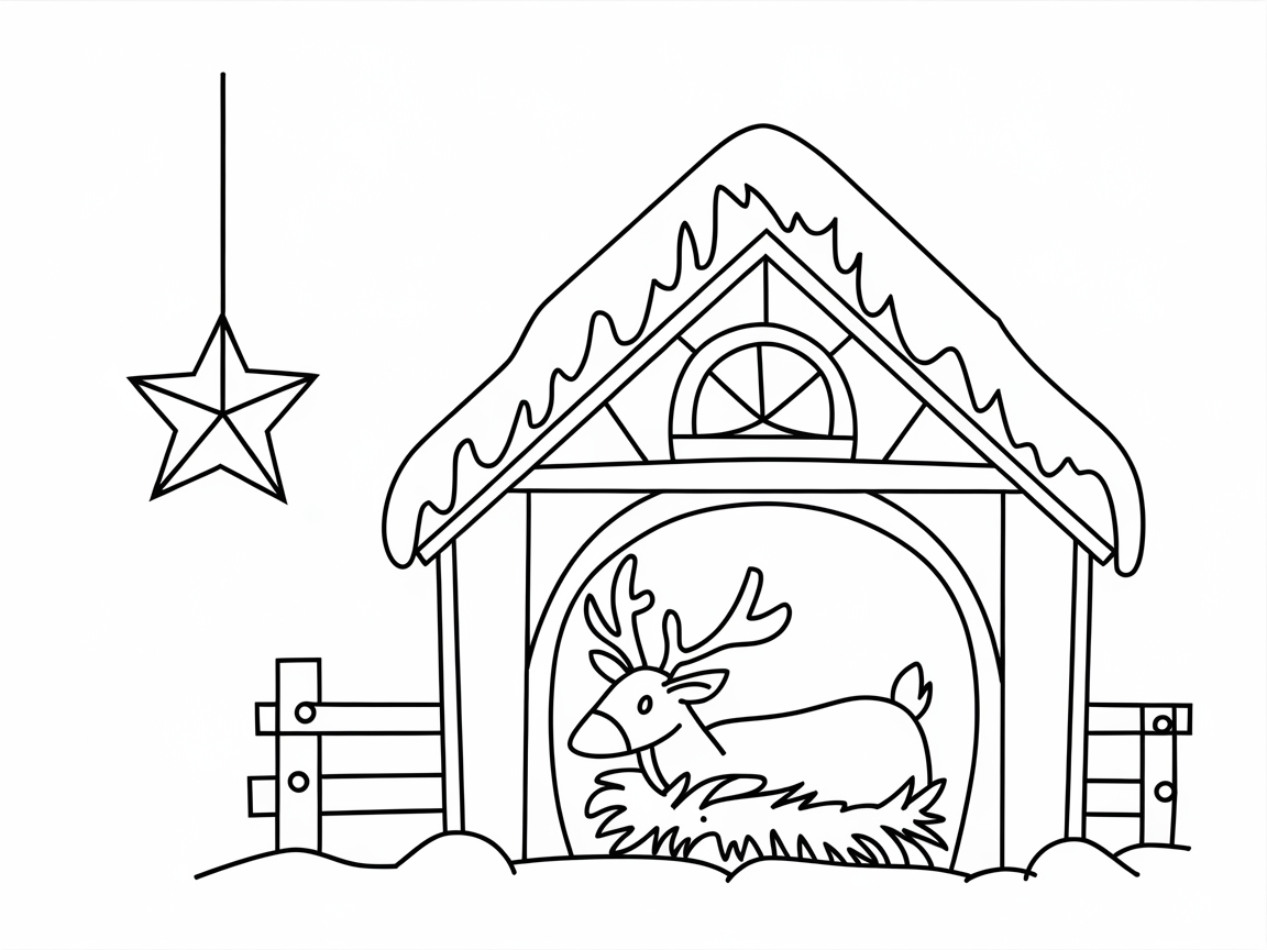 Enchanting Reindeer Barn in a Winter Wonderland