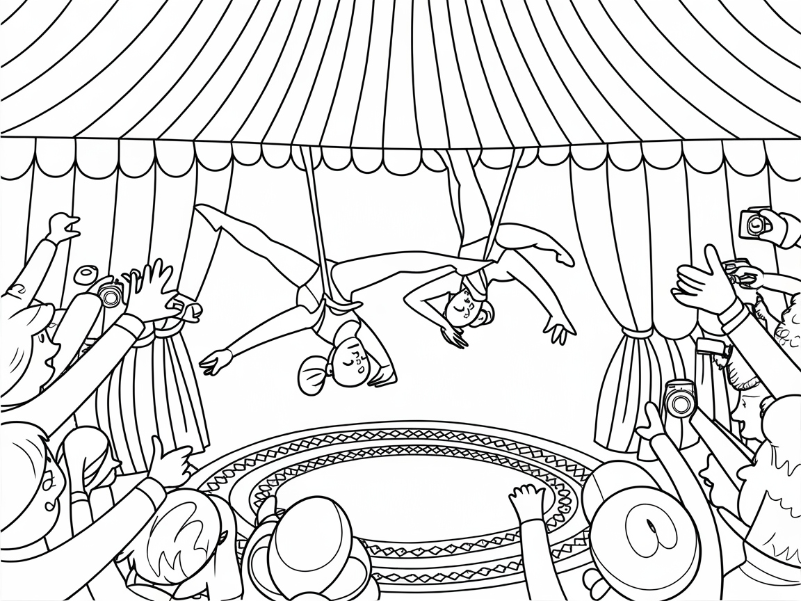 Swing into Fun with This Acrobatic Circus Coloring Page