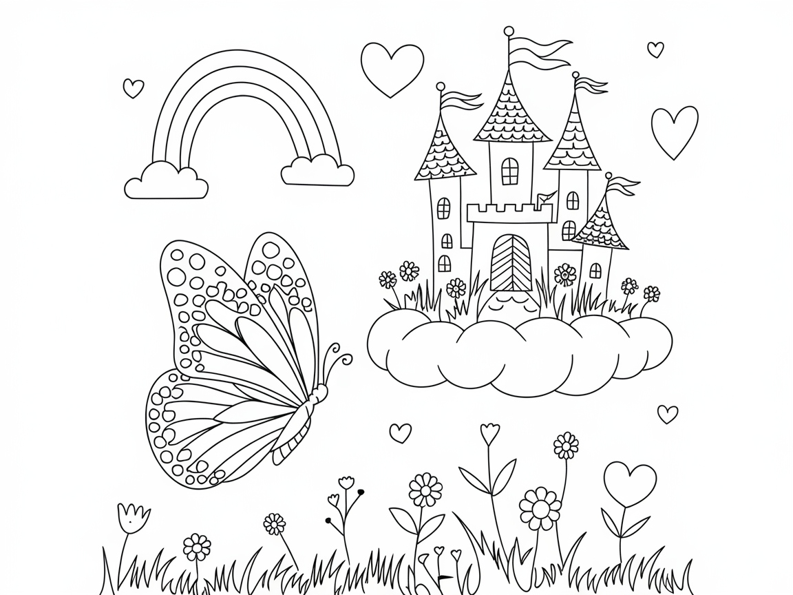 Dreamy Butterfly and Castle in the Clouds