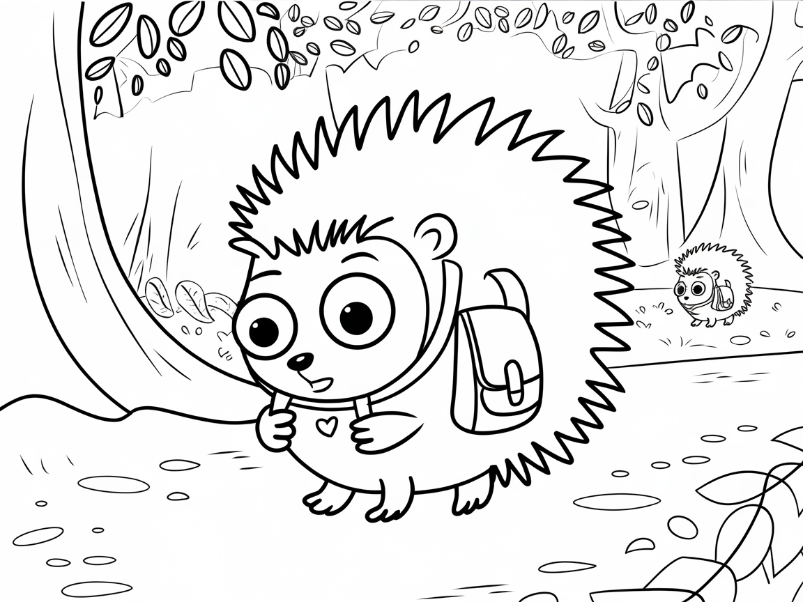 Quirky Big-Eyed Hedgehog with a School Backpack