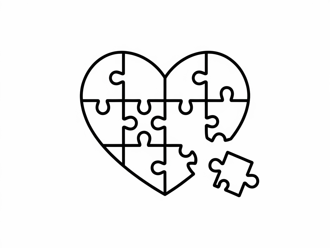 Piece by Piece Heart Puzzle Coloring Page