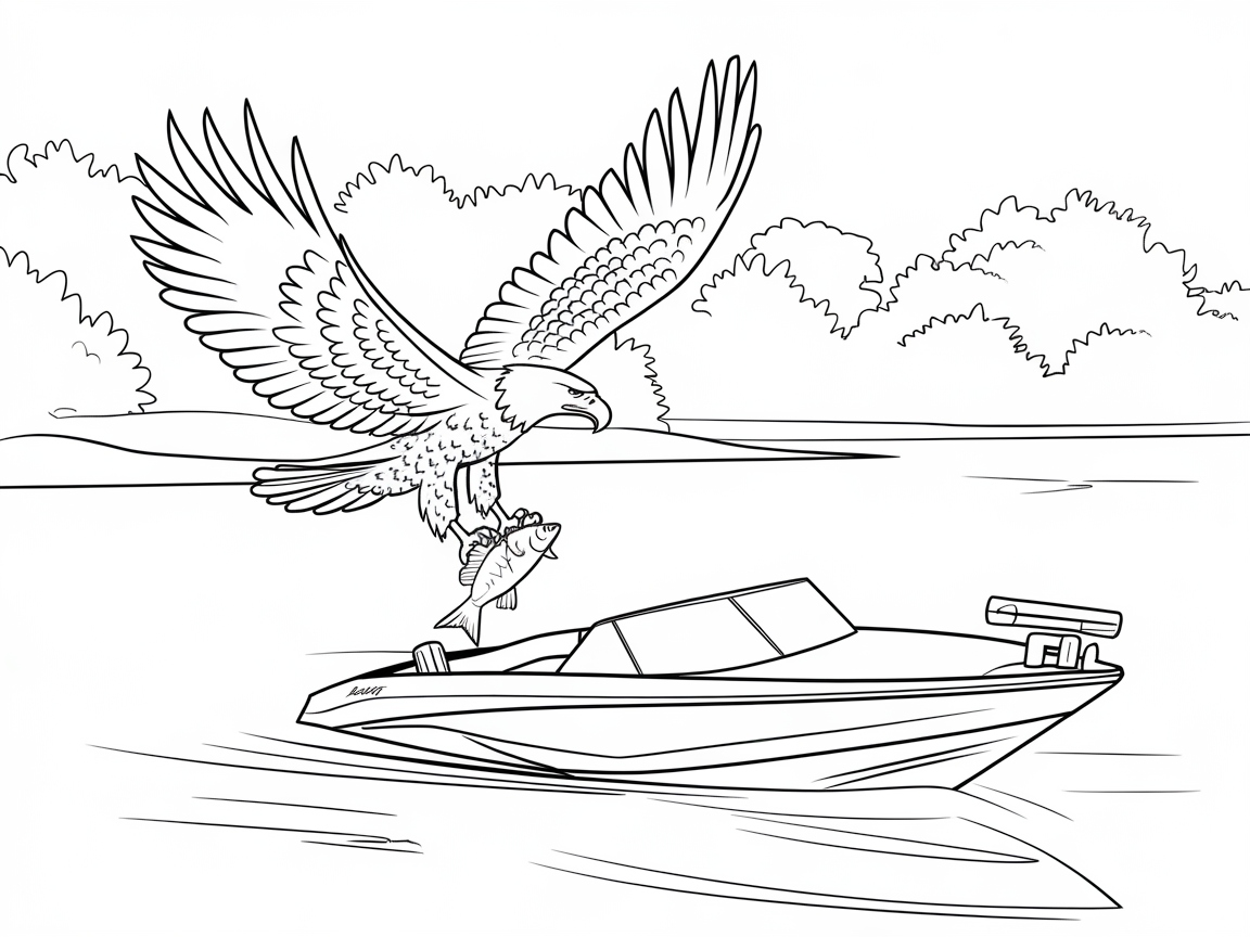 Majestic Eagle Encounter on a Bass Boat