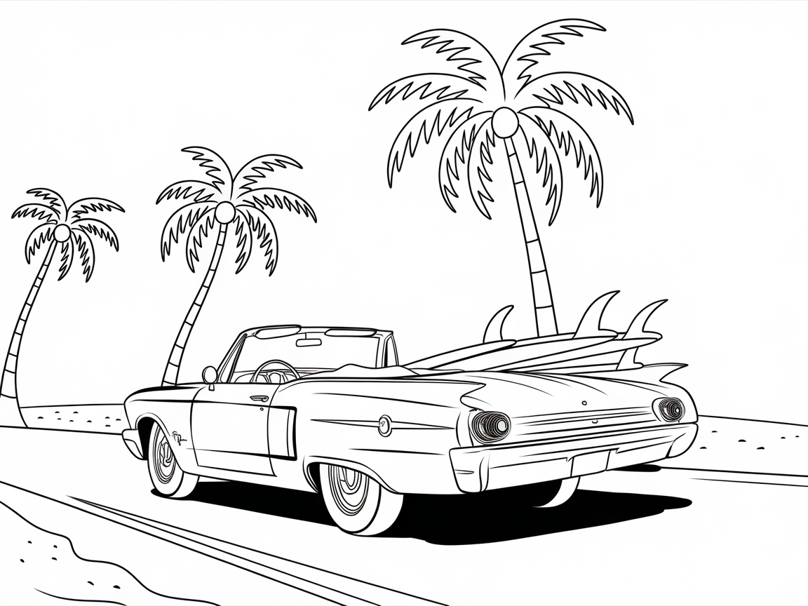 Beachside Cruise with a Classic Convertible