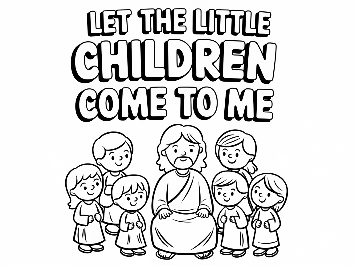 Invite the Little Ones: A Heartwarming Coloring Page
