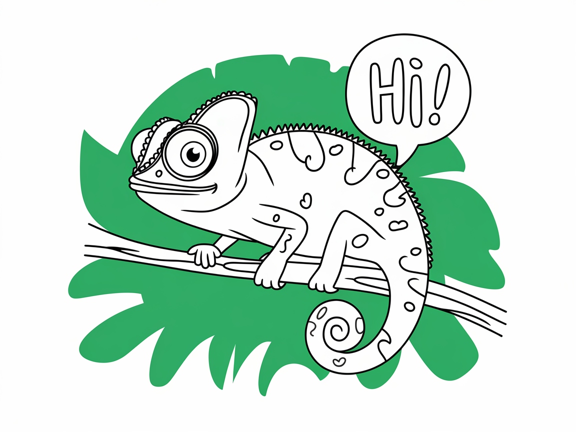 Playful Big-Eyed Chameleon Greeting You