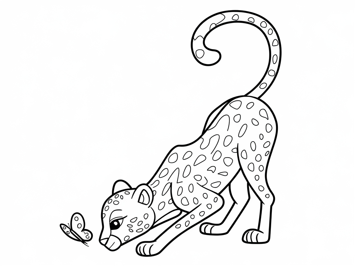 Delight in This Curious Cheetah and Butterfly Page