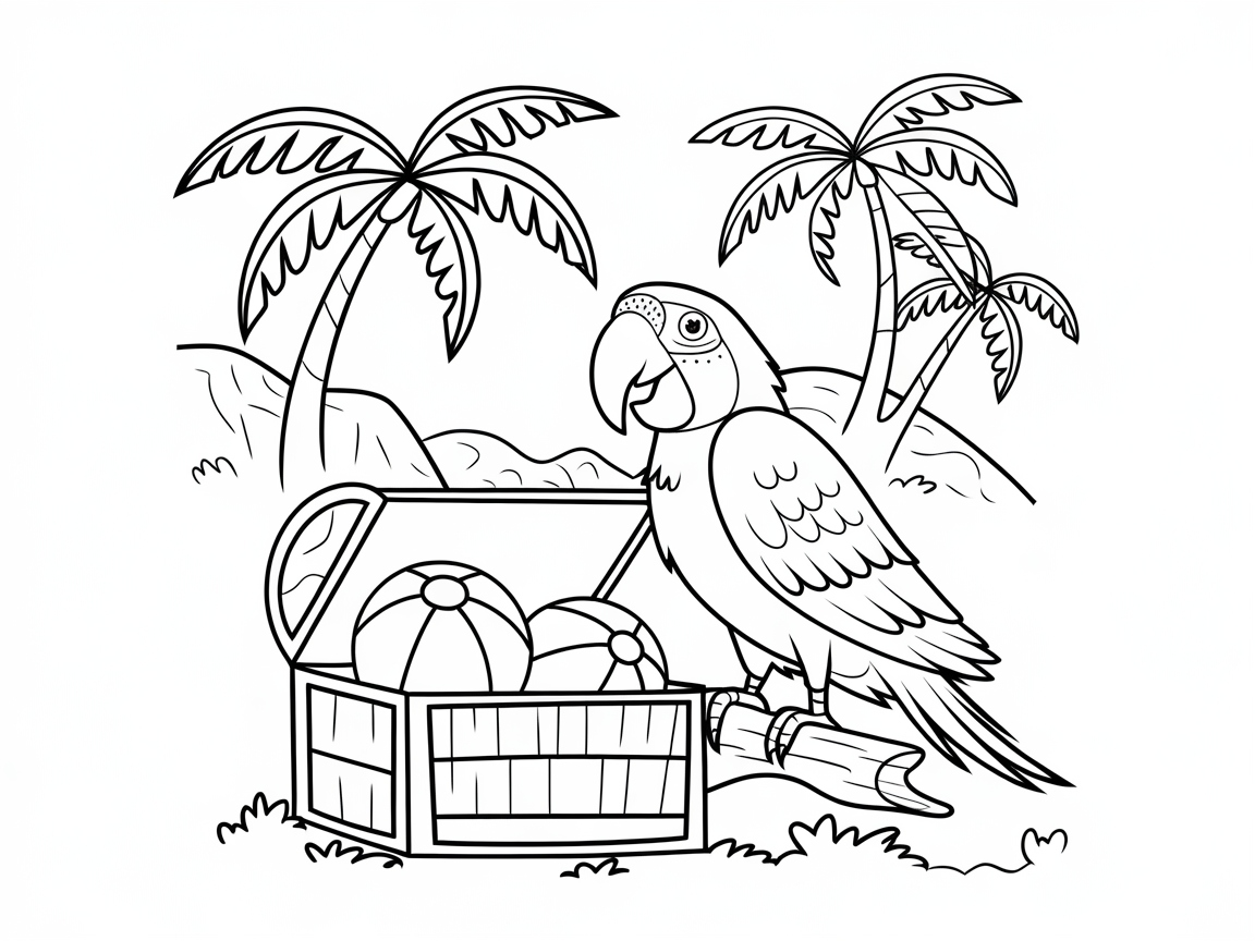 Parrot and Treasure Chest Beach Ball Extravaganza