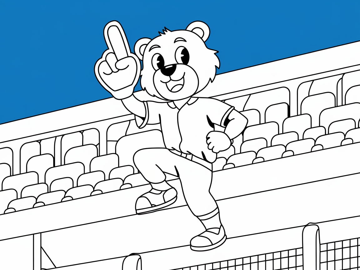 Cheerful Bear Mascot Coloring Page