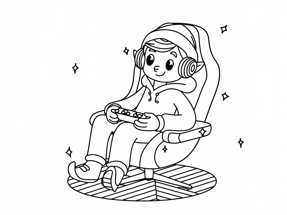 Join the Fun with This Gaming Elf Coloring Page