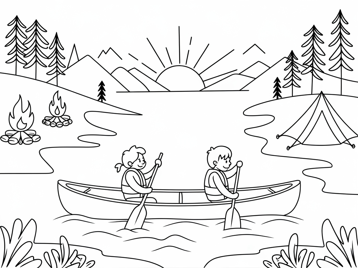 Paddle into Adventure: Sunrise Canoeing Scene