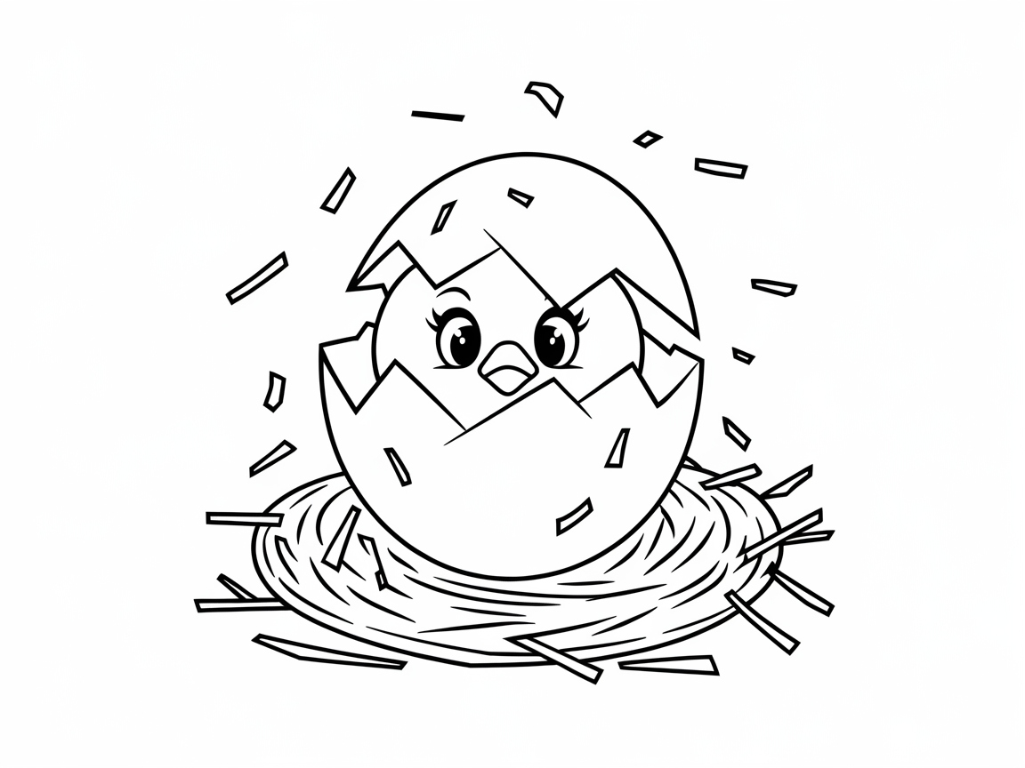 Hatching Chick Coloring Page