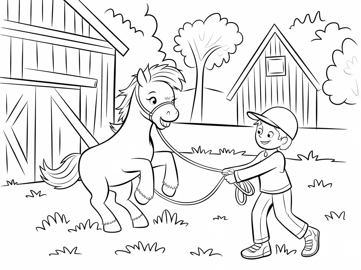 Joyful Ranch Day with Boy and Pony