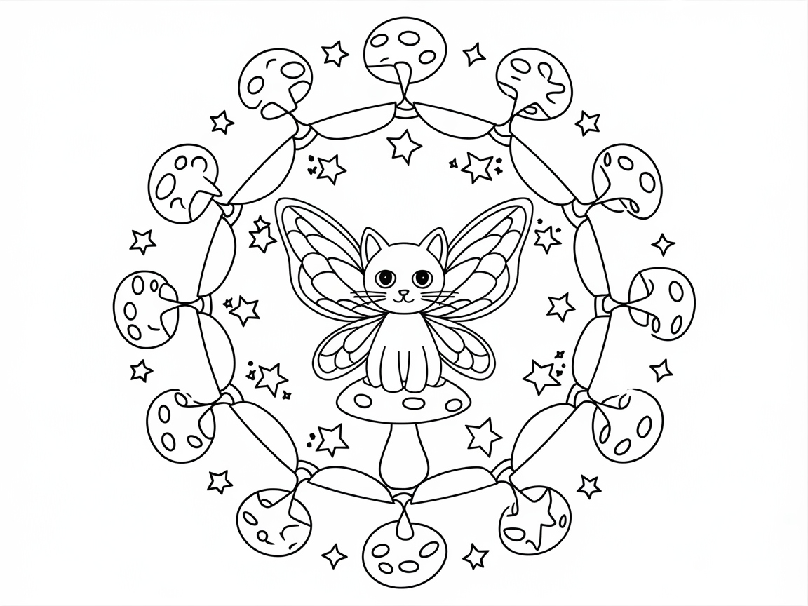 Flutter with Joy in This Fairy Cat Mandala