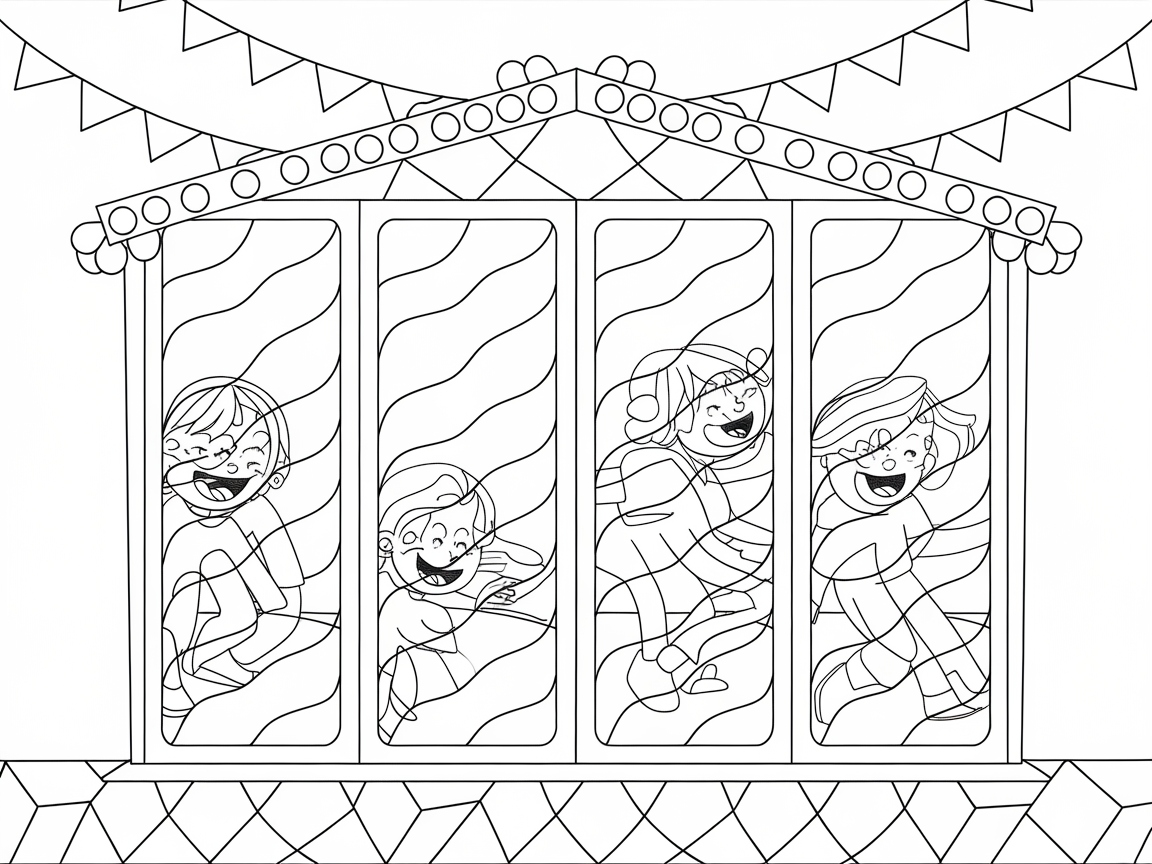 Spin into Thrills with This Funhouse Mirror Coloring Page