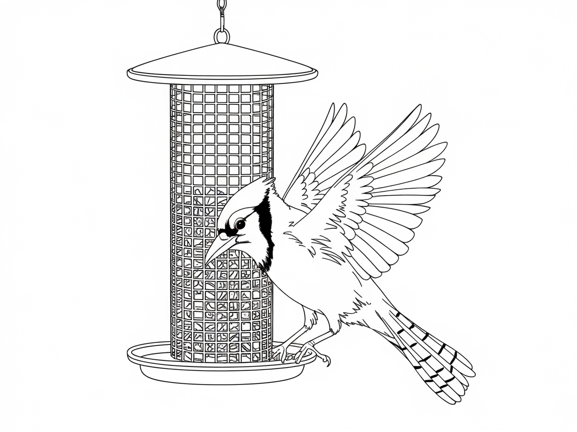 Graceful Blue Jay at the Seed Feeder