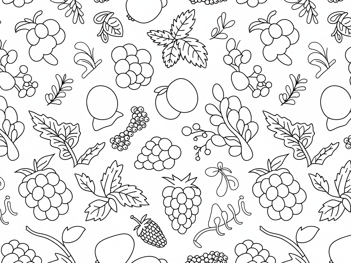 Berry Bonanza: A Patterned Coloring Page