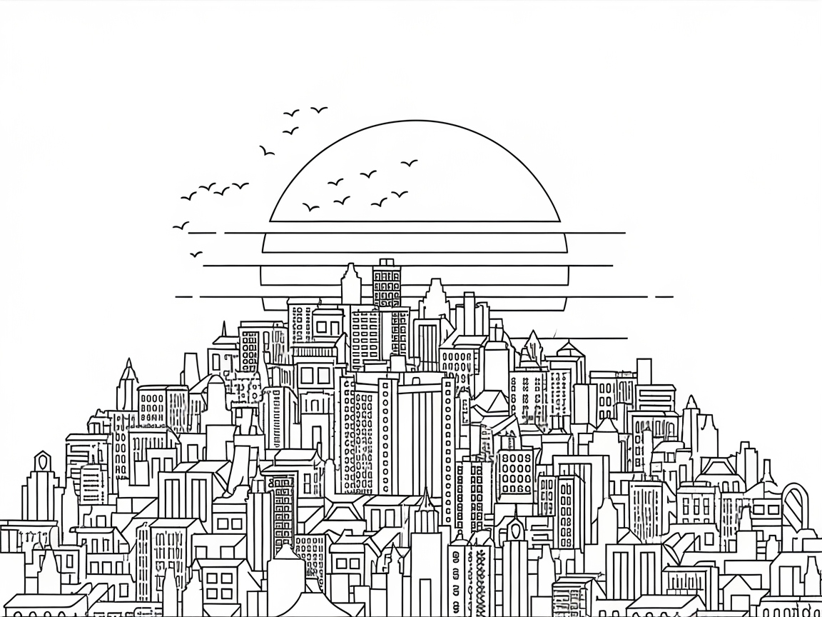 Stunning Urban Skyline Ready for Your Artistic Touch