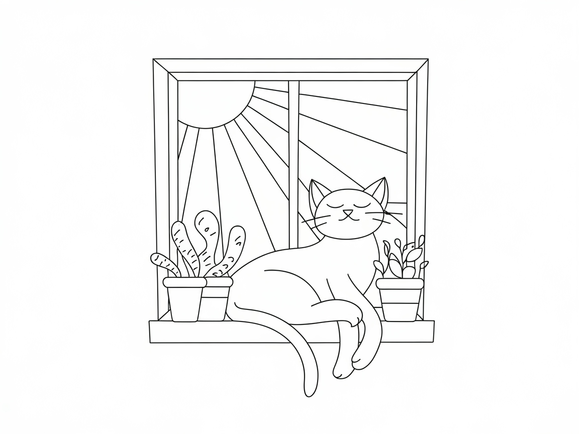 Chill Cat Lounging in Sunlight