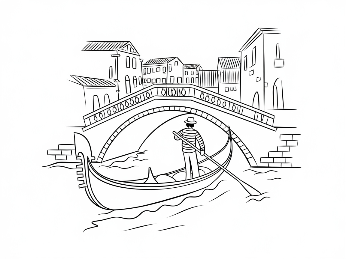 Gondola Glide Through a Venetian Canal