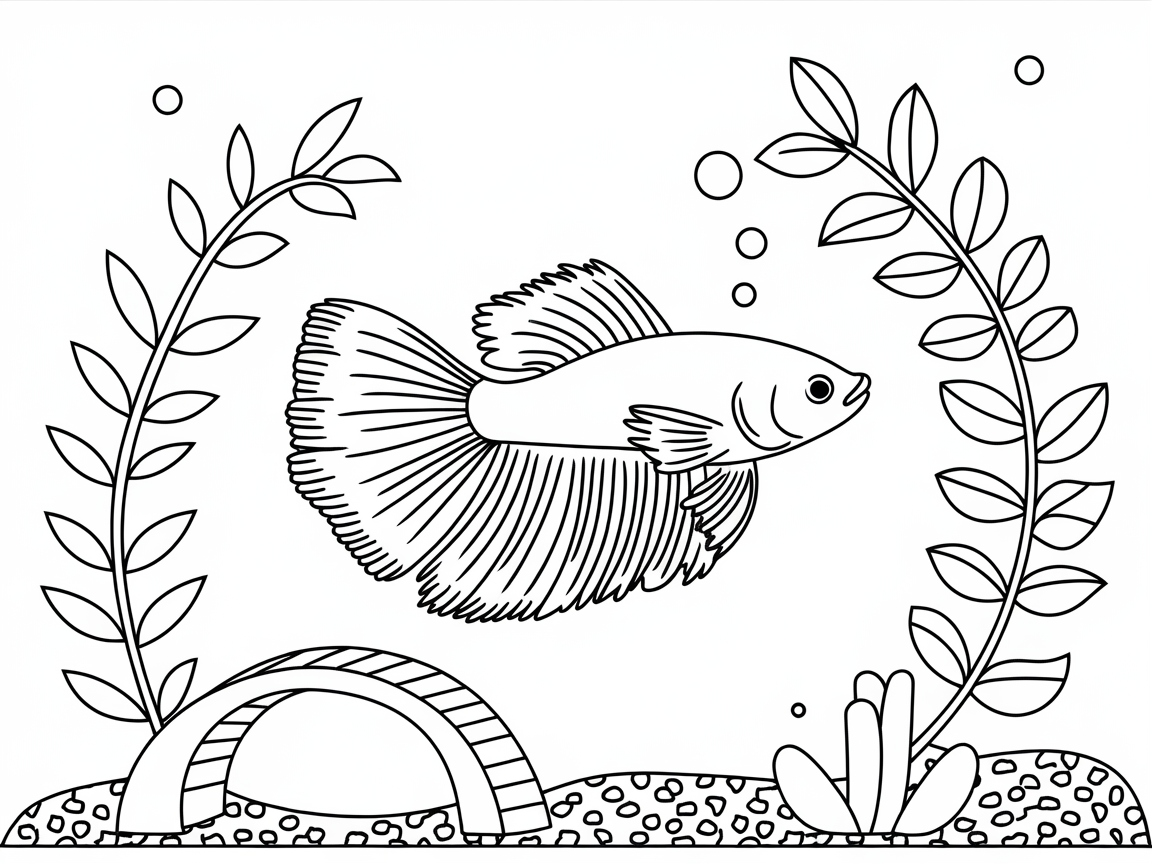 Serene Betta Fish in an Underwater Garden