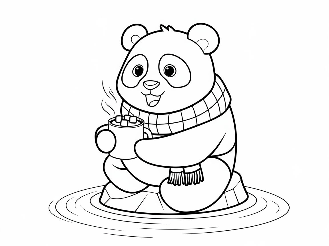 Cozy Panda Enjoying a Mug of Hot Cocoa
