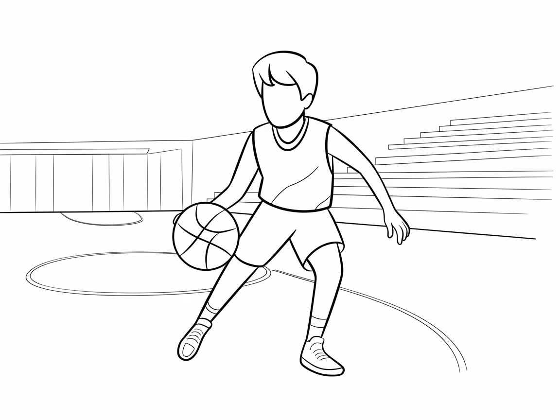 Dribble into Action with This Basketball Player Coloring Page