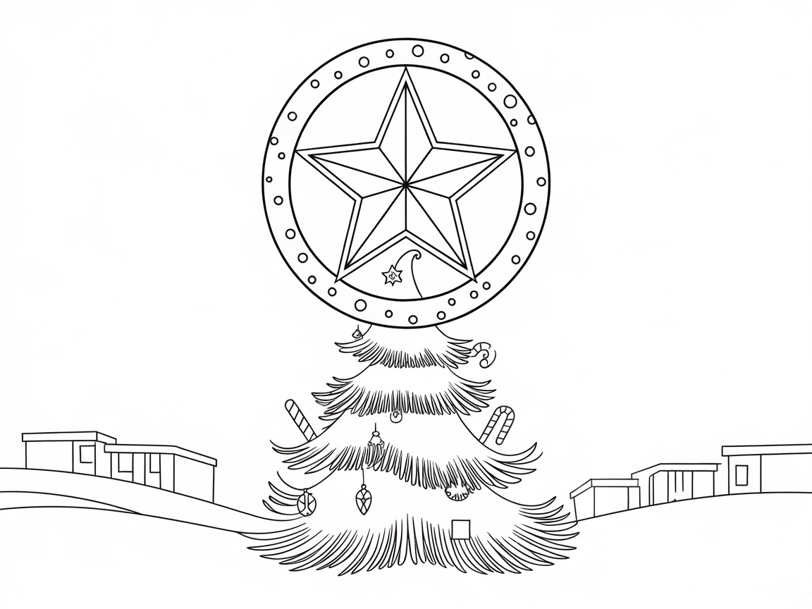 Modern Christmas Tree with Circular Star Ornament
