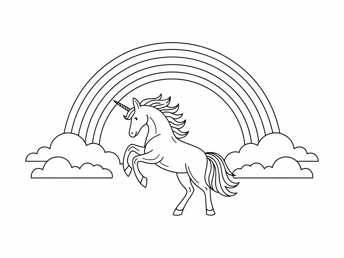 Magical Unicorn Under a Rainbow