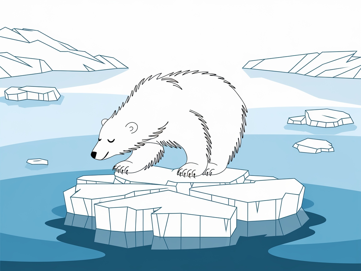 Adorable Polar Bear on Ice Adventure