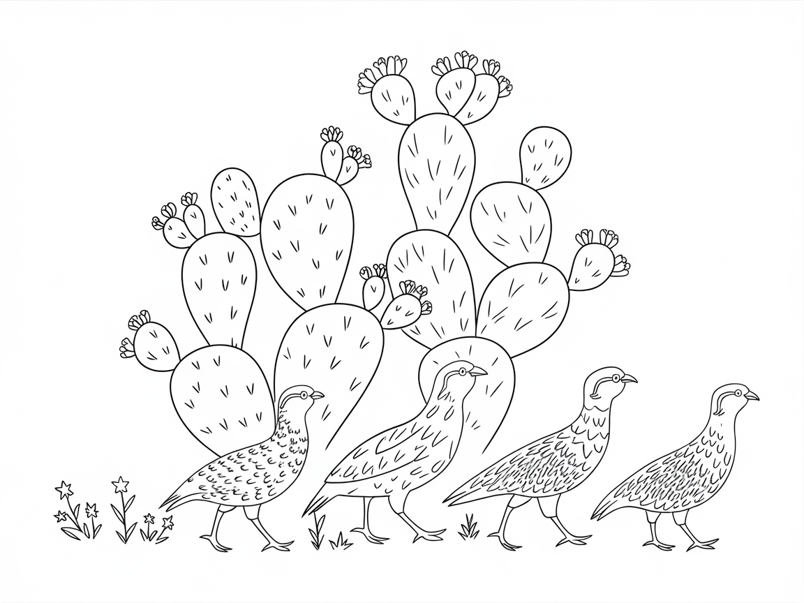 Quail Parade by Cactus Blossoms